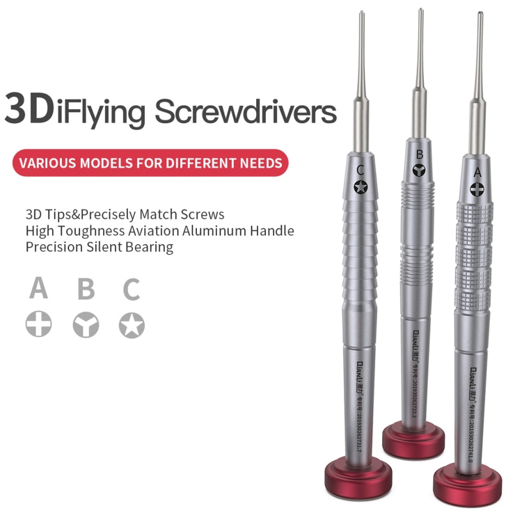Qianli iFlying 3D Aluminum Handle Anti-slip Screwdriver, Pentalobe, Philips, Tri-point, Pentalobe
