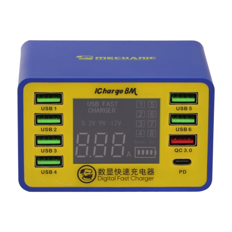 Mechanic icharge 8M QC 3.0 USB Smart Charger Support Fastcharging With LCD, EU Plug, icharge 8M
