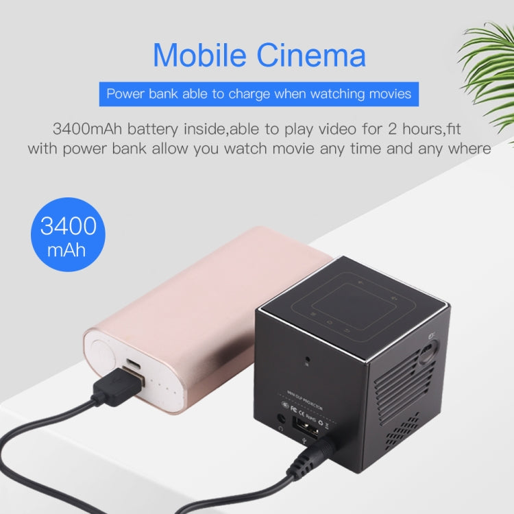C80 DLP portable HD Projector 120-inch Giant Screen Projector Blu-ray 4K, Android 7.1.2, 2GB + 16GB, US Plug, AU Plug