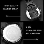 SANDA 5010P Six-Pin Cool Big Dial Waterproof Three-Eye Men Watch Leather Strap Fashion Trend Men Watch
