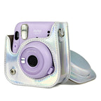 Richwell Portable Aurora  PU Leather Camera Case Camera Bag with Shoulder Strap, Suitable for Fujifilm Instax Mini 11, Rose Pink, Silver, Purple