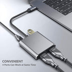 ZS-SG4T1HD2 4-in-1 Type-C to Dual HDMI + USB 3.0 Port + Type-C PD Charging Port Multi-functional HD Dock Adapter