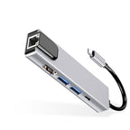 USB-C/Type-C to HD 4K HDMI + RJ45 + USB 3.0 + USB 2.0 + PD 5 in 1 HUB Converter, 5 in 1