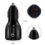 Qc3.0 Dual USB Car Charger + 8 Pin Fast Charging Line Car Charging Kit, 8 Pin (Black), 8 Pin (White)