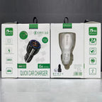 Qc3.0 Dual USB Car Charger + Micro USB Fast Charging Cable Car Charging Kit, Micro USB (White), Micro USB (Black)