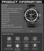 Sanda 3004 Electronic Watch Movement Men Watch Outdoor Sports Luminous Waterproof Multi-Function Watch