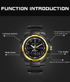 Sanda 3004 Electronic Watch Movement Men Watch Outdoor Sports Luminous Waterproof Multi-Function Watch
