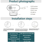 C7 1080PHD Autofocus 360-Degrees Rotation Lens Live Broadcast USB Driver-free WebCamera with Mic