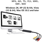 USB to RCA Cable 60+ Supports Vista 64 / Win 7 / Win 8 / Win 10 / Mac OS