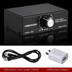 B053 Front Stereo Sound Amplifier Headphone Speaker Amplifier Booster with Volume Adjustment, 2-Way Mixer, USB 5V Power Supply, US Plug, B053