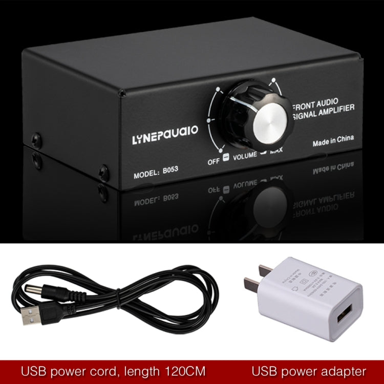 B053 Front Stereo Sound Amplifier Headphone Speaker Amplifier Booster with Volume Adjustment, 2-Way Mixer, USB 5V Power Supply, US Plug, B053