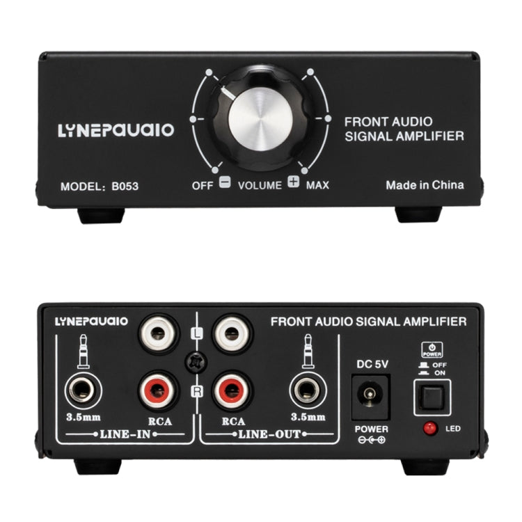 B053 Front Stereo Sound Amplifier Headphone Speaker Amplifier Booster with Volume Adjustment, 2-Way Mixer, USB 5V Power Supply, US Plug, B053