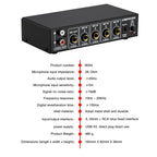 B054 4-Channel Microphone Mixer Support Stereo Output With Reverb Treble And Bass Adjustment, USB 5V Power Supply, US Plug, B054