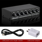 B054 4-Channel Microphone Mixer Support Stereo Output With Reverb Treble And Bass Adjustment, USB 5V Power Supply, US Plug, B054