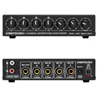 B054 4-Channel Microphone Mixer Support Stereo Output With Reverb Treble And Bass Adjustment, USB 5V Power Supply, US Plug, B054