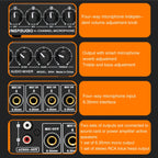 B054 4-Channel Microphone Mixer Support Stereo Output With Reverb Treble And Bass Adjustment, USB 5V Power Supply, US Plug, B054