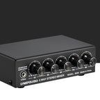 B055 5-Channel Active Stereo Mixer Multi-Channel Mixer with Independent Volume Adjustment  & USB 5V Power Output & Headphone Monitoring, US Plug, B055