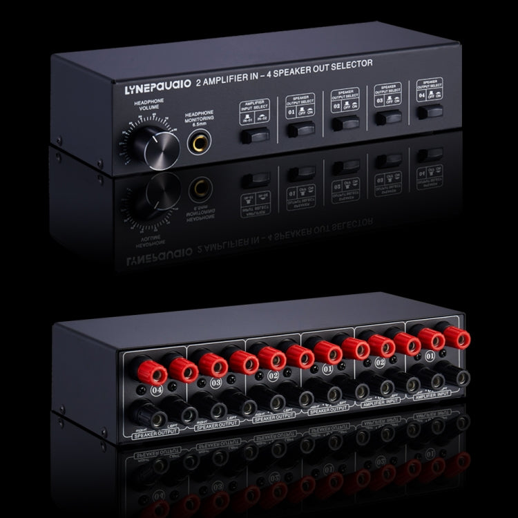 B032 2-in 4-out Power Amplifier Sound Switcher Speaker  Lossless Sound Quality 300W Per Channel Switch Distributor Comparator with Headset Monitoring Function / Audio Input, B032
