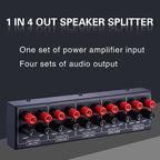 1 In And 4 Out Amplifier Sound Speaker Distributor, 4-Area Sound Source, Signal Distribution Panel, Single Audio Input, 300W Per Channel, B030