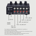 1-In 4-Out Front Stereo Signal Amplifier, Independent Output Volume Adjustment RCA Interface No Loss  Allocator, US Plug, B029