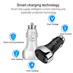 YSY-312 2 in 1 18W Portable QC3.0 Dual USB Car Charger + 1m 3A USB to USB-C / Type-C Data Cable Set, with USB-C / Type-C Cable