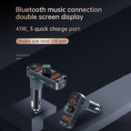 BC70 Car Bluetooth 5.0 FM Transmitter Radio Adapter Dual Display Wireless Handsfree Call MP3 Music Player QC3.0 PD USB Charger, BC70