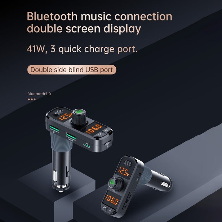 BC70 Car Bluetooth 5.0 FM Transmitter Radio Adapter Dual Display Wireless Handsfree Call MP3 Music Player QC3.0 PD USB Charger, BC70