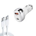 YSY-312PD QC3.0 18W USB + PD 20W USB-C / Type-C Car Charger with Type-C to Type-C Data Cable, PD 20W with Type-C to Type-C Cable