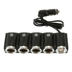 4 Way Car Cigarette Lighter Socket Splitter Dual USB Port Car Charger Adapter, 4 Way