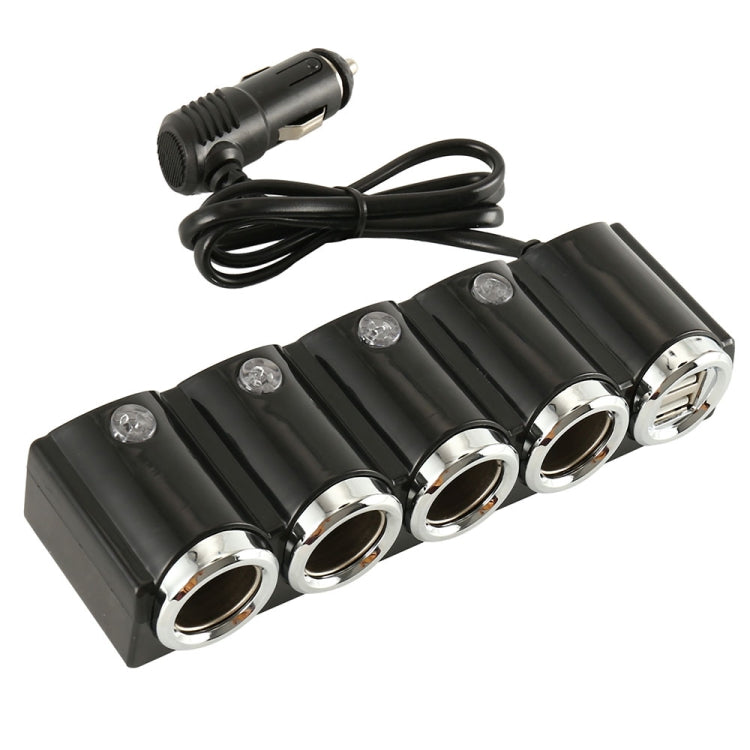 4 Way Car Cigarette Lighter Socket Splitter Dual USB Port Car Charger Adapter, 4 Way