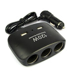120W Car Cigarette Lighter Adapter, 3-Socket Cigarette Lighter Splitter with Dual USB Car Charger for iPhone iPad Samsung GPS Dashcam, 120W