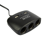 120W Car Cigarette Lighter Adapter, 3-Socket Cigarette Lighter Splitter with Dual USB Car Charger for iPhone iPad Samsung GPS Dashcam, 120W
