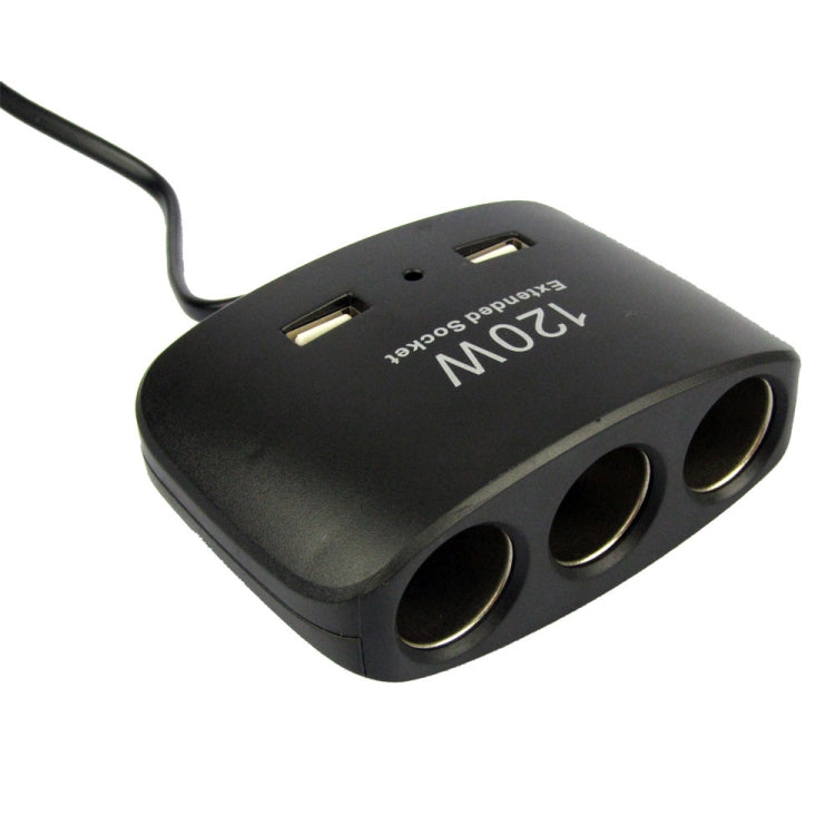 120W Car Cigarette Lighter Adapter, 3-Socket Cigarette Lighter Splitter with Dual USB Car Charger for iPhone iPad Samsung GPS Dashcam, 120W