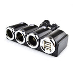 Car Cigarette Lighter Socket Splitter Dual USB Port Car Charger 3-Way Adapter, 1503