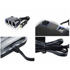 Car Cigarette Lighter Splitter Adapter 3 Socket Cigarette Lighter Splitter Dual USB Car Charger On/Off Switches 12V Car Splitter Adapter, 1505