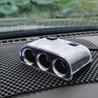 Car Cigarette Lighter Splitter Adapter 3 Socket Cigarette Lighter Splitter Dual USB Car Charger On/Off Switches 12V Car Splitter Adapter, 1505