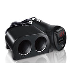 Cigarette Lighter Adapter 2 Socket Cigarette Lighter Splitter with LED Voltage Display USB Car Charger Adapter, 2 Socket