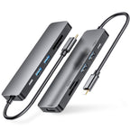 6 in 1 Type C to HDMI + USB 3.0 + Type C + SD/TF Docking Station Multi-function HUB, 6 in 1