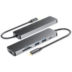 6 in 1 Type C to HDMI + USB 3.0 + Type C + SD/TF Docking Station Multi-function HUB, 6 in 1