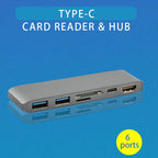 WS-15 6 in 1 Type-C to HDMI + USB 3.0 x 2 + SD + TF + PD HUB Converter