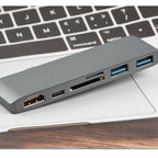 WS-15 6 in 1 Type-C to HDMI + USB 3.0 x 2 + SD + TF + PD HUB Converter