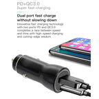 P21 Portable PD 20W + QC3.0 18W Dual Ports Fast Car Charger with USB to Micro USB Cable Kit, with USB Cable