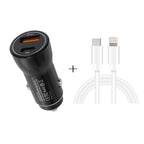 P21 PD 20W USB-C / Type-C + QC3.0 18W USB Fast Car Charger with USB-C / Type-C to 8 Pin Data Cable Set, USB-C / Type-C to 8 Pin