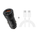 P21 PD 20W USB-C / Type-C + QC3.0 18W USB Fast Car Charger with USB-C / Type-C to USB-C / Type-C Data Cable Set, USB-C / Type-C to USB-C / Type-C