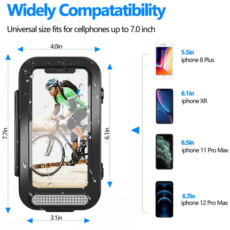 Bicycle Phone Holder Waterproof Bicycle Motorcycle Handlebar Case For 4.7-6.8 Inch Mobile Phone Mount, Waterproof Bicycle Holder