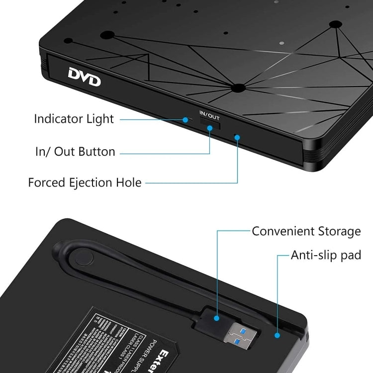 External USB 3.0 Portable DVD RW Reader Optical Drive Reader