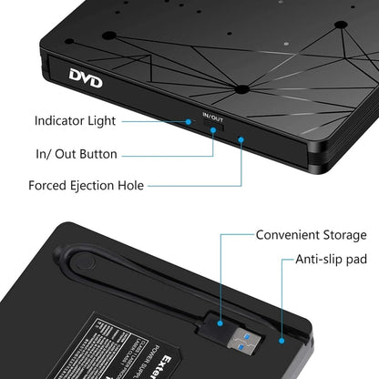 External USB 3.0 Portable DVD RW Reader Optical Drive Reader