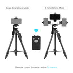 YUNTENG VCT-6808 Multi-Phone Bracket Tripod Mount with Ball Head and Remote Control, VCT-6808