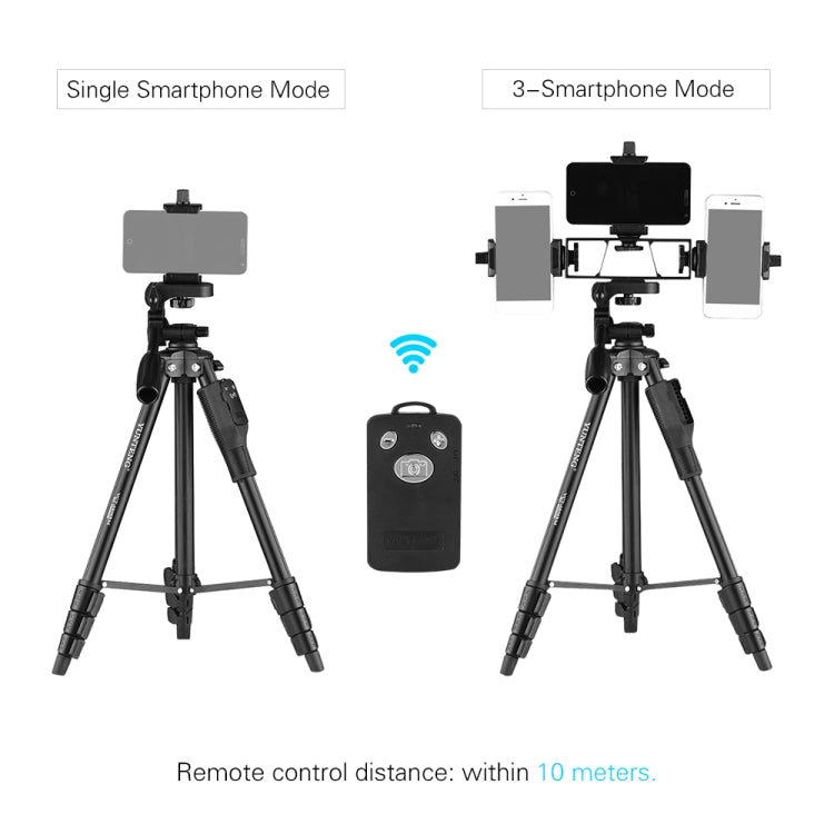 YUNTENG VCT-6808 Multi-Phone Bracket Tripod Mount with Ball Head and Remote Control, VCT-6808