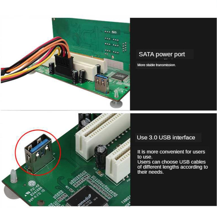 PCIe to Dual PCI Slot Adapter Card USB 3.0 Expansion Card